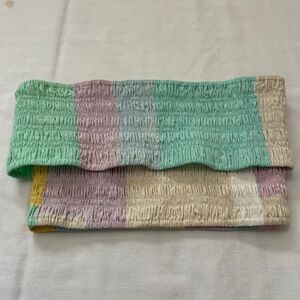 S/W/F XS Strapless Smocked Tube Top Tank ~ Rainbow Layered Party Beach